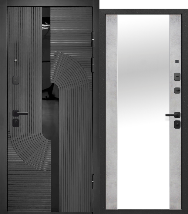 10 см 2МДФ Букле Графит Зеркало Бетон Снежный - Фото 1