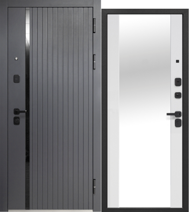 10 см 2МДФ Букле графит Зеркало Эмалит Белый - Фото 1